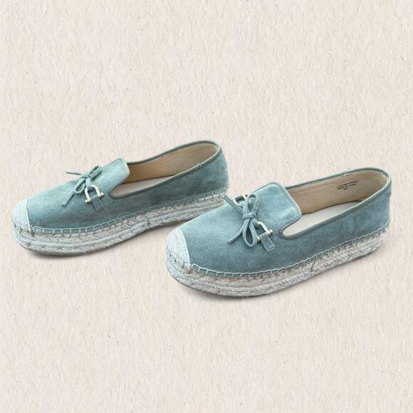 Talbots Sage Green Suede Espadrille Loafers Bow Size 8 Coastal‎ Preppy Chic - Picture 7 of 8